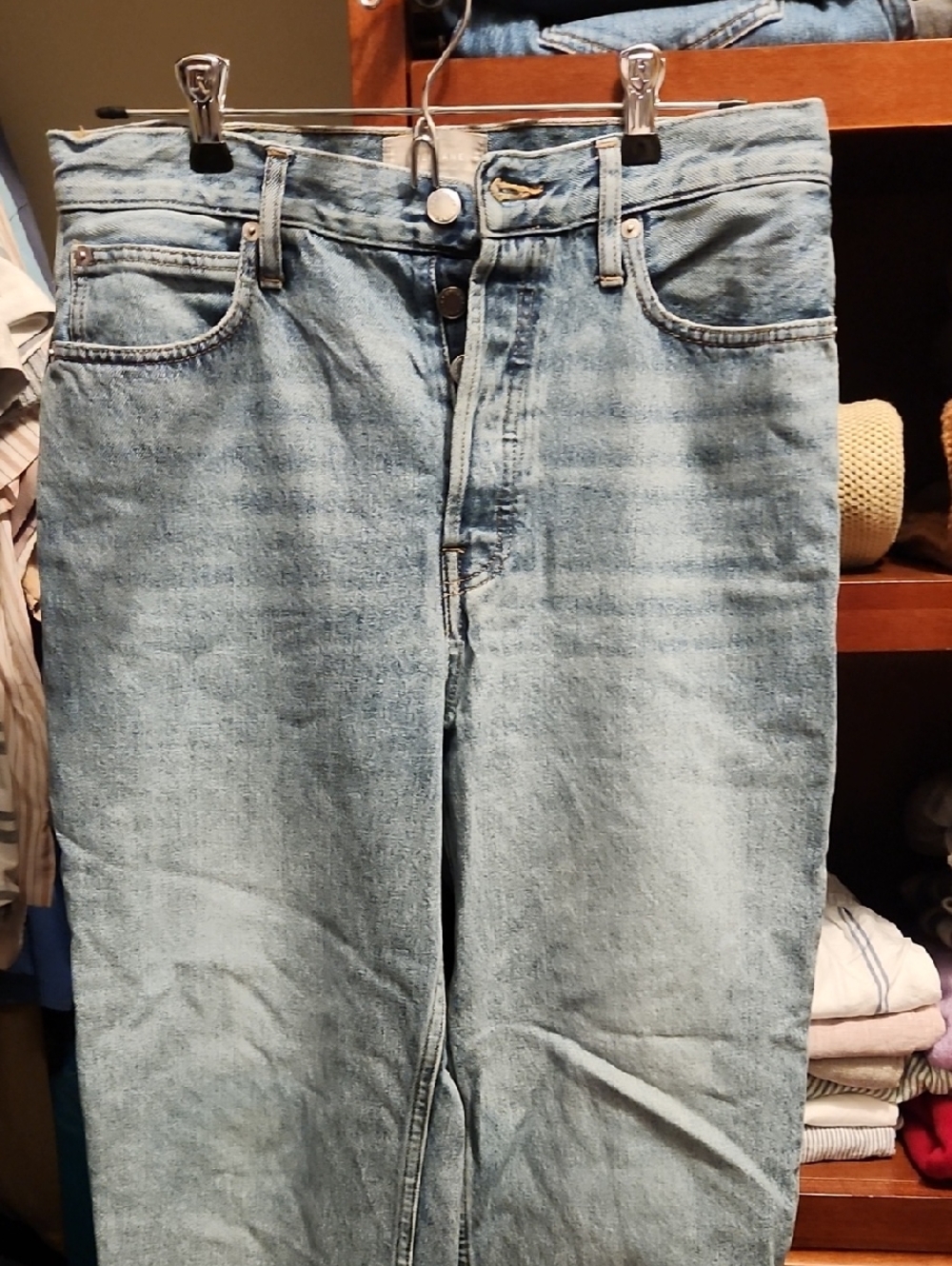 Everlane The 90's Cheeky Button Fly Crop Light Blue Jeans, Size 29 Regular - Picture 3 of 9